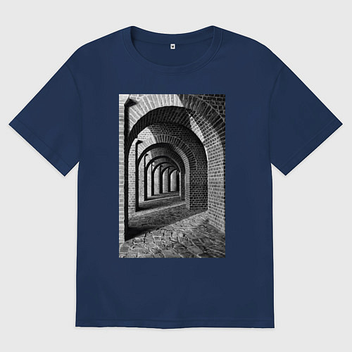 Мужская футболка оверсайз Иллюзия пространства / Тёмно-синий – фото 1