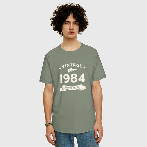 Мужская футболка оверсайз Винтаж 1984, ограниченный выпуск / Авокадо – фото 3