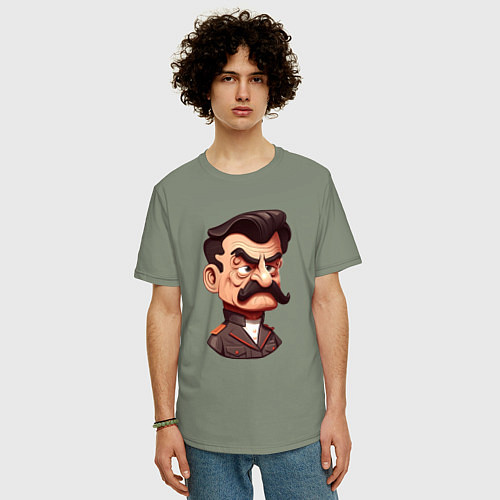 Мужская футболка оверсайз Сталин мультяшный / Авокадо – фото 3