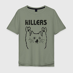 Футболка оверсайз мужская The Killers - rock cat, цвет: авокадо