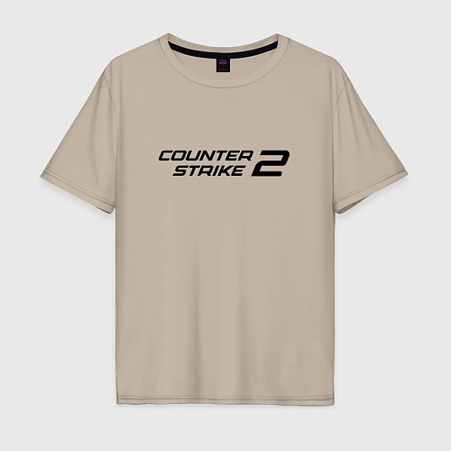 Мужская футболка оверсайз Counter strike 2 лого черный / Миндальный – фото 1