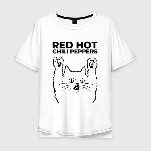 Мужская футболка оверсайз Red Hot Chili Peppers - rock cat / Белый – фото 1