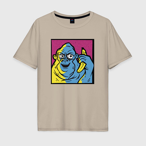 Мужская футболка оверсайз Горилла с бананом / Миндальный – фото 1