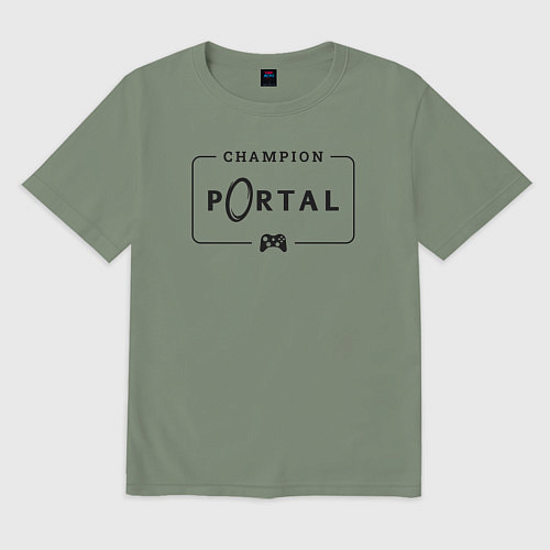 Мужская футболка оверсайз Portal gaming champion: рамка с лого и джойстиком / Авокадо – фото 1