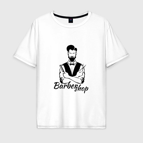 Мужская футболка оверсайз Barbershop / Белый – фото 1