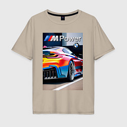Футболка оверсайз мужская BMW M Power - motorsport, цвет: миндальный
