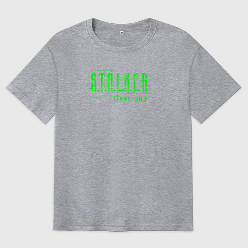 Мужская футболка оверсайз Stalker clear sky radiation text / Меланж – фото 1