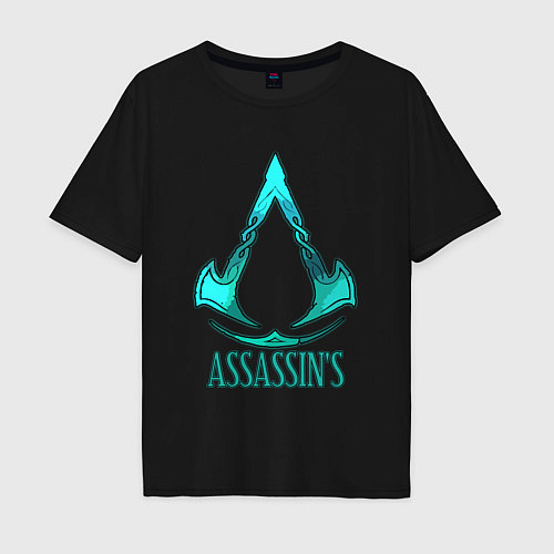 Мужская футболка оверсайз Assassins Creed art / Черный – фото 1