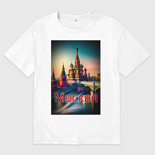Мужская футболка оверсайз Москва - Кремль / Белый – фото 1