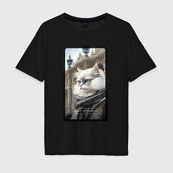 Мужская футболка оверсайз Санкт-Петербург котик