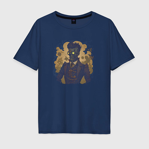 Мужская футболка оверсайз Steampunk skull / Тёмно-синий – фото 1