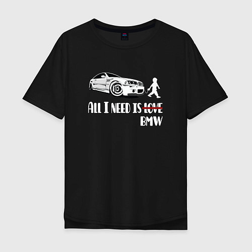 Мужская футболка оверсайз BMW и любовь / Черный – фото 1