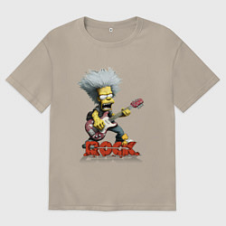 Футболка оверсайз мужская Rock Simpsons style, цвет: миндальный