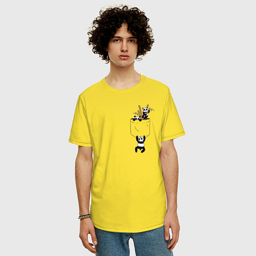 Мужская футболка оверсайз Карманные панды / Желтый – фото 3