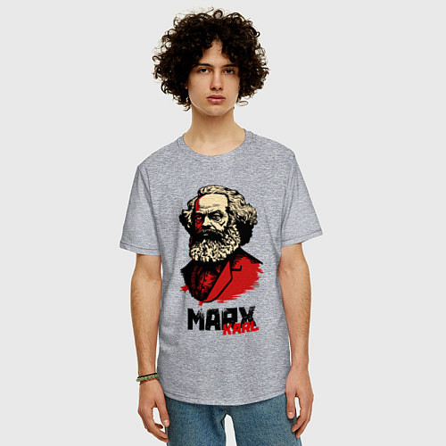 Мужская футболка оверсайз Karl Marx - 3 цвета / Меланж – фото 3