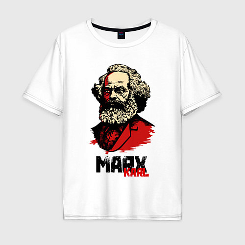 Мужская футболка оверсайз Karl Marx - 3 цвета / Белый – фото 1