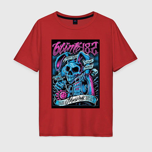 Мужская футболка оверсайз Blink 182 рок группа / Красный – фото 1