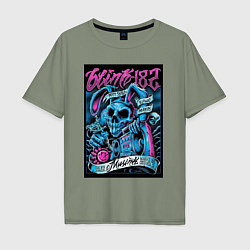 Футболка оверсайз мужская Blink 182 рок группа, цвет: авокадо