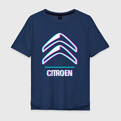 Мужская футболка оверсайз Значок Citroen в стиле glitch