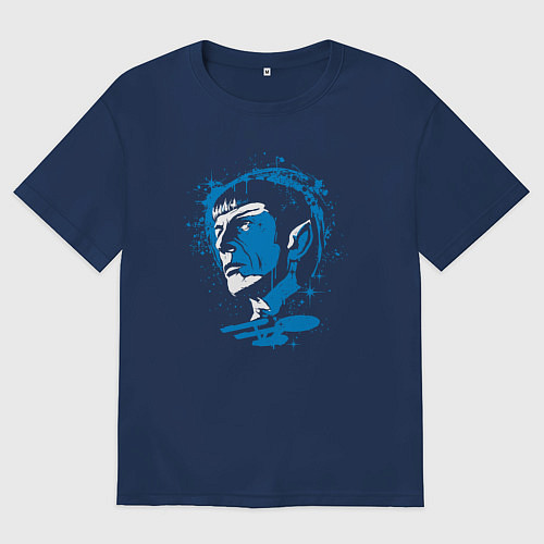 Мужская футболка оверсайз Cool Spock / Тёмно-синий – фото 1