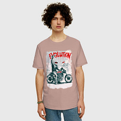 Футболка оверсайз мужская Evolution - motorcycle, цвет: пыльно-розовый — фото 2