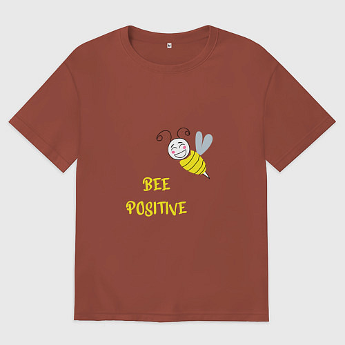 Мужская футболка оверсайз Позитивная пчела / Кирпичный – фото 1
