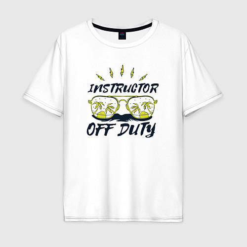 Мужская футболка оверсайз Instructor off duty / Белый – фото 1