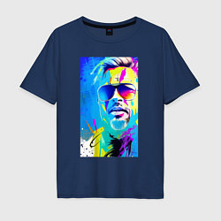 Футболка оверсайз мужская Brad Pitt - sketch - pop art, цвет: тёмно-синий