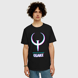 Футболка оверсайз мужская Quake в стиле glitch и баги графики, цвет: черный — фото 2
