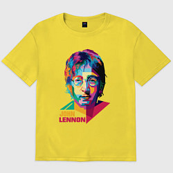 Футболка оверсайз мужская John Lennon картина абстракция, цвет: желтый