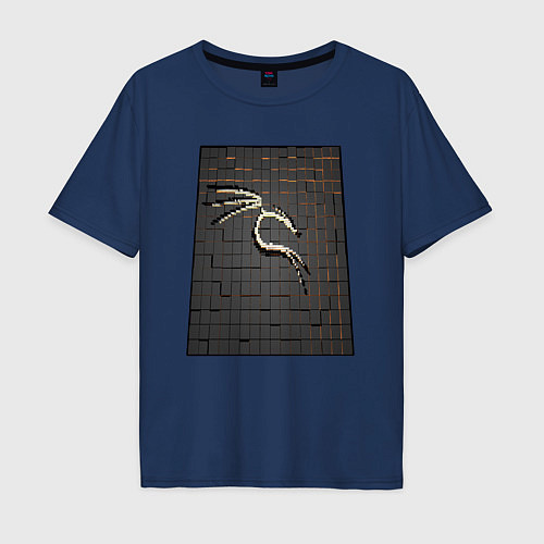 Мужская футболка оверсайз Kali Linux cubed / Тёмно-синий – фото 1