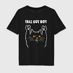 Футболка оверсайз мужская Fall Out Boy rock cat, цвет: черный