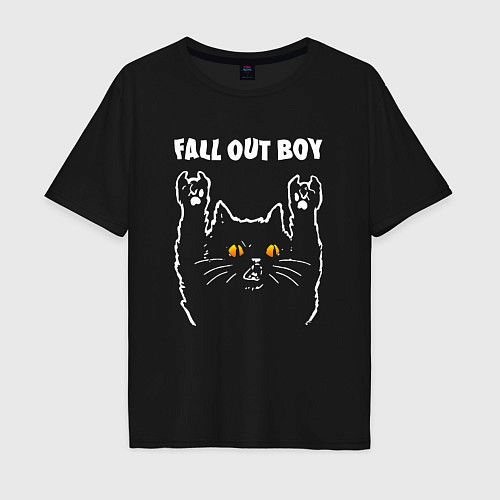 Мужская футболка оверсайз Fall Out Boy rock cat / Черный – фото 1