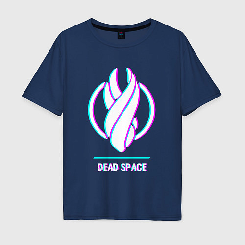 Мужская футболка оверсайз Dead Space в стиле glitch и баги графики / Тёмно-синий – фото 1
