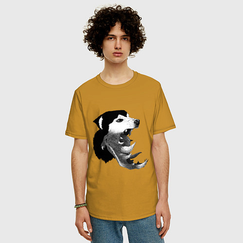 Мужская футболка оверсайз The Thing - husky / Горчичный – фото 3