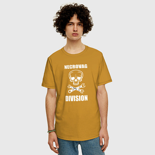 Мужская футболка оверсайз Necrovag white division / Горчичный – фото 3