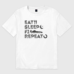Футболка оверсайз мужская Eat sleep F1, цвет: белый