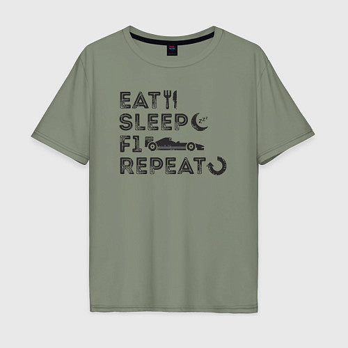 Мужская футболка оверсайз Eat sleep F1 / Авокадо – фото 1