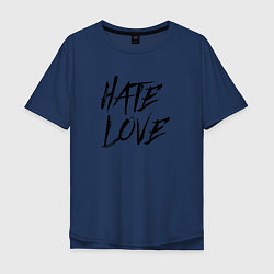 Мужская футболка оверсайз Hate love Face
