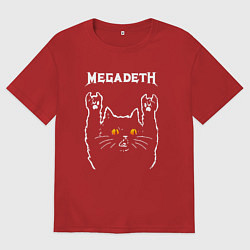 Футболка оверсайз мужская Megadeth rock cat, цвет: красный