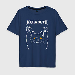 Футболка оверсайз мужская Megadeth rock cat, цвет: тёмно-синий