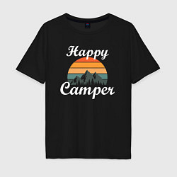 Футболка оверсайз мужская Happy camper, цвет: черный