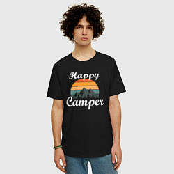 Футболка оверсайз мужская Happy camper, цвет: черный — фото 2