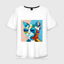 Футболка оверсайз мужская Кот в темных очках Пикассо, цвет: белый