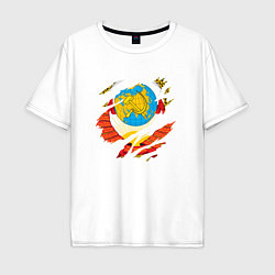 Мужская футболка оверсайз Герб советского союза в разрыве
