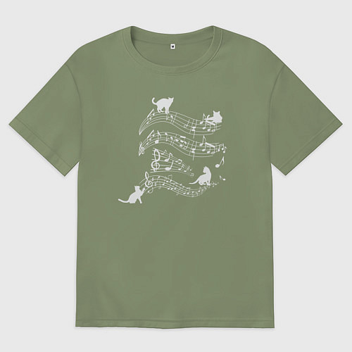 Мужская футболка оверсайз Music cats / Авокадо – фото 1