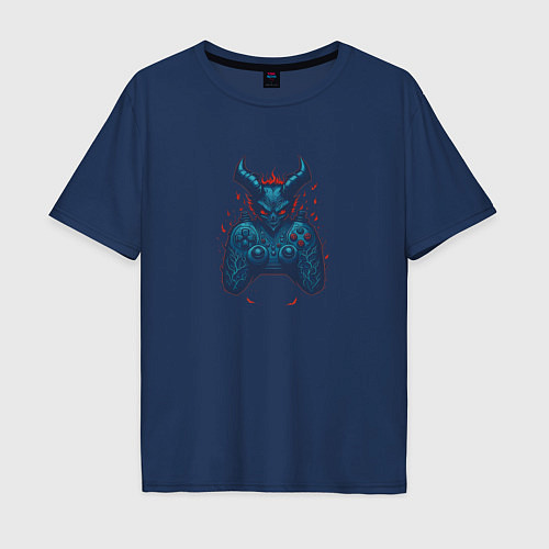 Мужская футболка оверсайз Devil gamepad / Тёмно-синий – фото 1