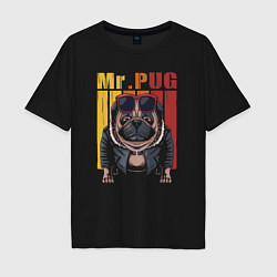 Футболка оверсайз мужская Mr pug, цвет: черный