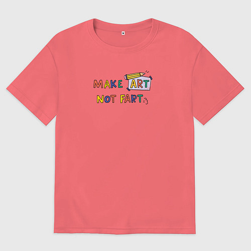 Мужская футболка оверсайз Создавай искусство / Коралловый – фото 1