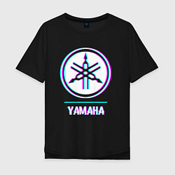 Мужская футболка оверсайз Значок Yamaha в стиле glitch